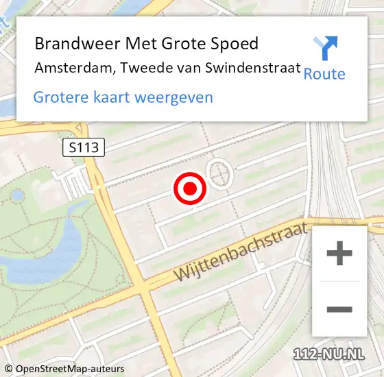 Locatie op kaart van de 112 melding: Brandweer Met Grote Spoed Naar Amsterdam, Tweede van Swindenstraat op 1 september 2021 21:51