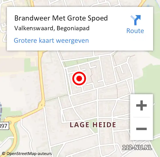 Locatie op kaart van de 112 melding: Brandweer Met Grote Spoed Naar Valkenswaard, Begoniapad op 1 september 2021 22:44