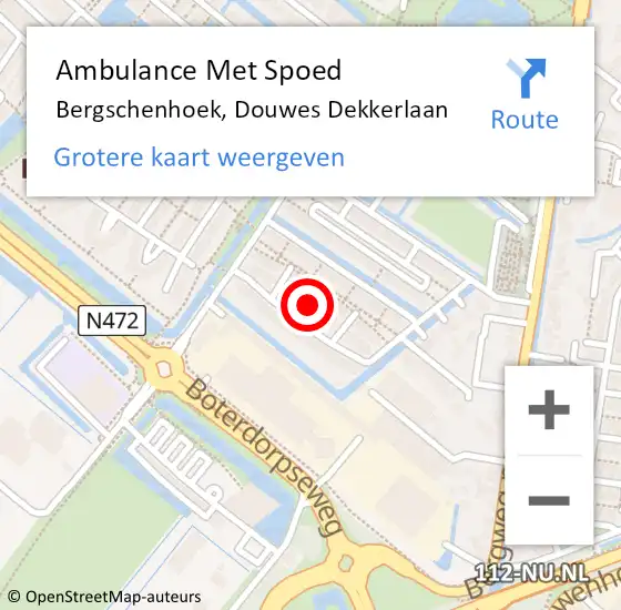 Locatie op kaart van de 112 melding: Ambulance Met Spoed Naar Bergschenhoek, Douwes Dekkerlaan op 1 september 2021 22:52