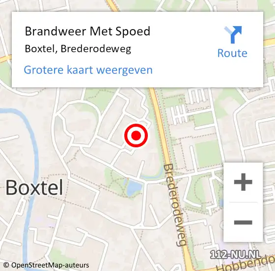 Locatie op kaart van de 112 melding: Brandweer Met Spoed Naar Boxtel, Brederodeweg op 1 september 2021 23:20