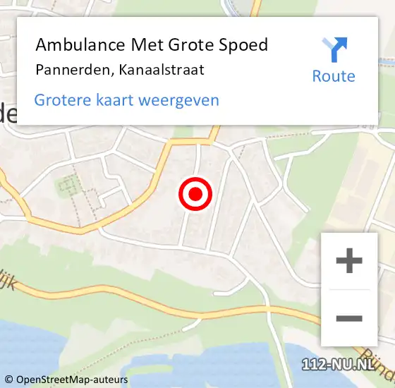 Locatie op kaart van de 112 melding: Ambulance Met Grote Spoed Naar Pannerden, Kanaalstraat op 1 september 2021 23:34