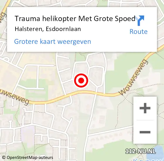 Locatie op kaart van de 112 melding: Trauma helikopter Met Grote Spoed Naar Halsteren, Esdoornlaan op 1 september 2021 23:36