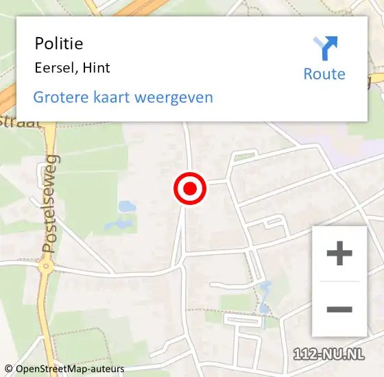 Locatie op kaart van de 112 melding: Politie Eersel, Hint op 1 september 2021 23:49