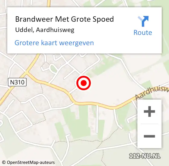 Locatie op kaart van de 112 melding: Brandweer Met Grote Spoed Naar Uddel, Aardhuisweg op 2 september 2021 00:36