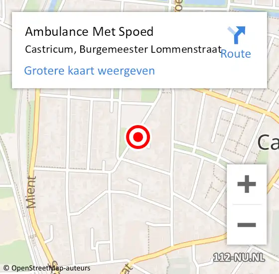 Locatie op kaart van de 112 melding: Ambulance Met Spoed Naar Castricum, Burgemeester Lommenstraat op 2 september 2021 00:41