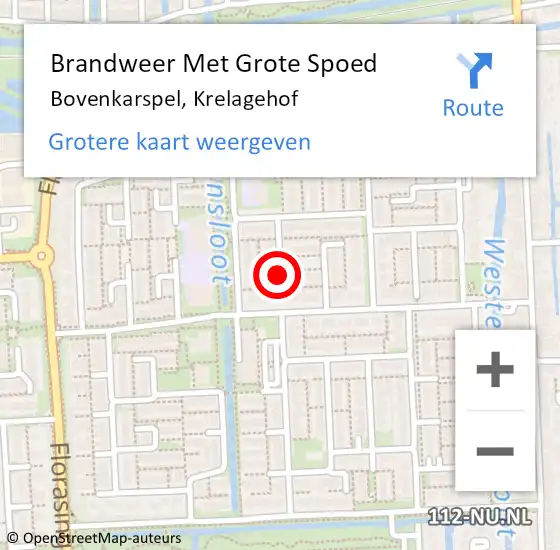 Locatie op kaart van de 112 melding: Brandweer Met Grote Spoed Naar Bovenkarspel, Krelagehof op 2 september 2021 00:55