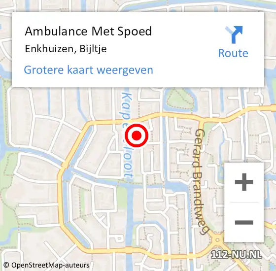 Locatie op kaart van de 112 melding: Ambulance Met Spoed Naar Enkhuizen, Bijltje op 2 september 2021 01:07