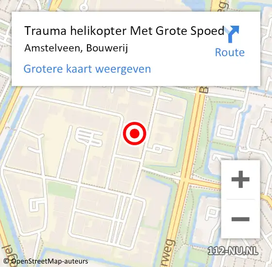 Locatie op kaart van de 112 melding: Trauma helikopter Met Grote Spoed Naar Amstelveen, Bouwerij op 2 september 2021 01:11