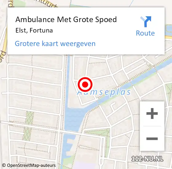 Locatie op kaart van de 112 melding: Ambulance Met Grote Spoed Naar Elst, Fortuna op 2 september 2021 01:32