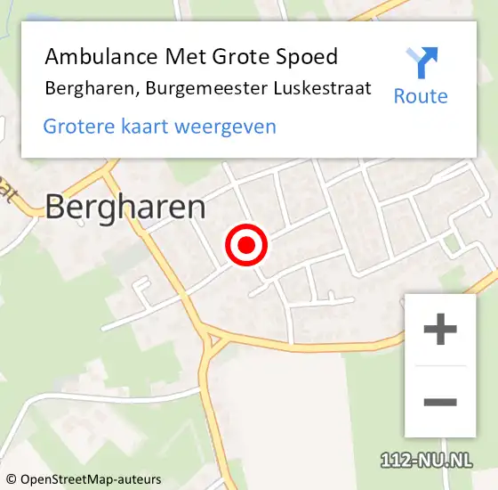 Locatie op kaart van de 112 melding: Ambulance Met Grote Spoed Naar Bergharen, Burgemeester Luskestraat op 2 september 2021 01:34