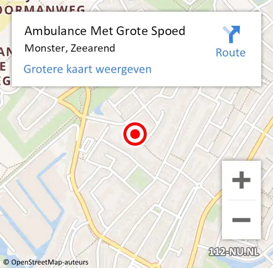 Locatie op kaart van de 112 melding: Ambulance Met Grote Spoed Naar Monster, Zeearend op 2 september 2021 01:36