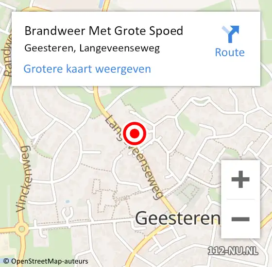 Locatie op kaart van de 112 melding: Brandweer Met Grote Spoed Naar Geesteren, Langeveenseweg op 2 september 2021 03:43