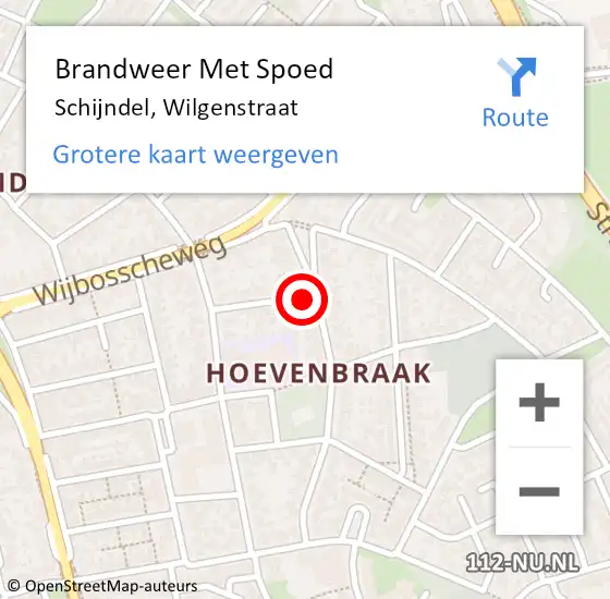 Locatie op kaart van de 112 melding: Brandweer Met Spoed Naar Schijndel, Wilgenstraat op 2 september 2021 05:43