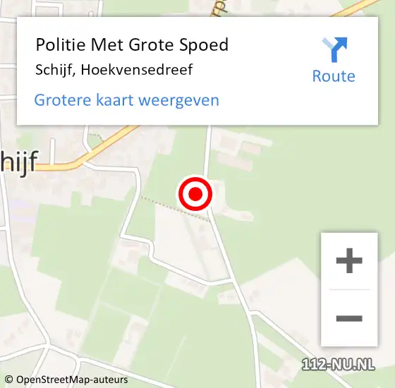 Locatie op kaart van de 112 melding: Politie Met Grote Spoed Naar Schijf, Hoekvensedreef op 2 september 2021 06:49