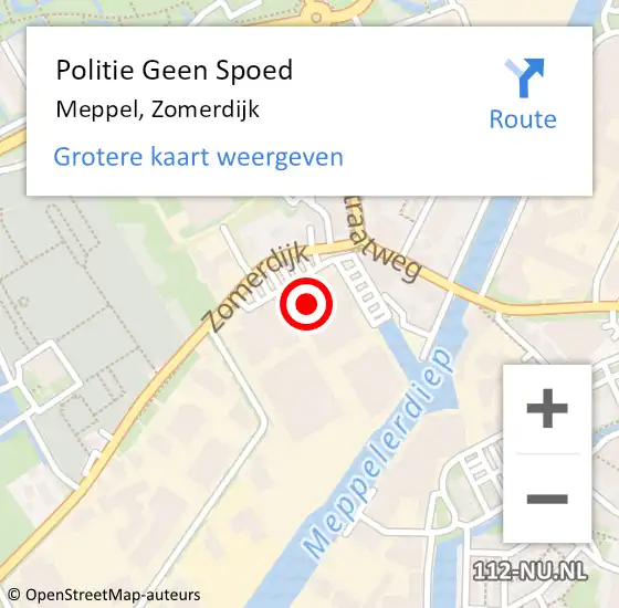 Locatie op kaart van de 112 melding: Politie Geen Spoed Naar Meppel, Zomerdijk op 2 september 2021 06:58