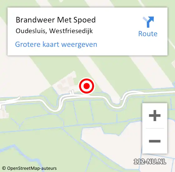 Locatie op kaart van de 112 melding: Brandweer Met Spoed Naar Oudesluis, Westfriesedijk op 2 september 2021 07:28