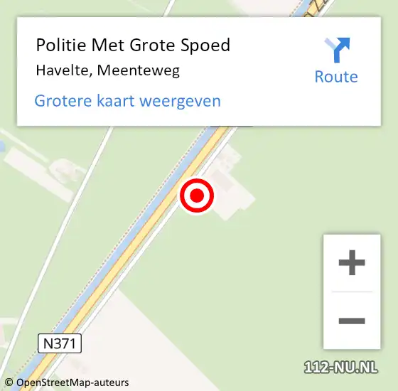 Locatie op kaart van de 112 melding: Politie Met Grote Spoed Naar Havelte, Meenteweg op 2 september 2021 07:39