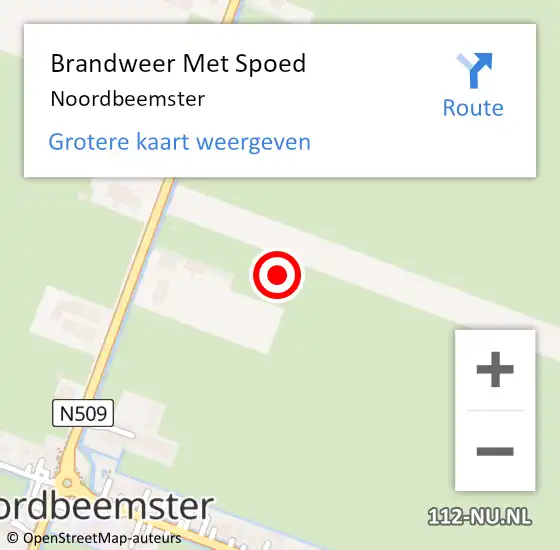 Locatie op kaart van de 112 melding: Brandweer Met Spoed Naar Noordbeemster op 2 september 2021 07:41