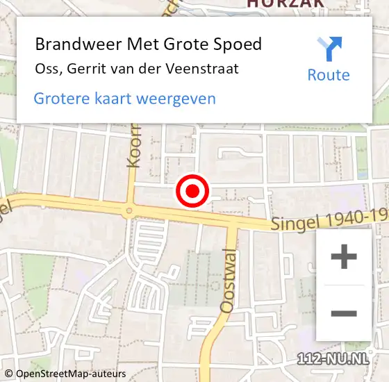 Locatie op kaart van de 112 melding: Brandweer Met Grote Spoed Naar Oss, Gerrit van der Veenstraat op 2 september 2021 08:25