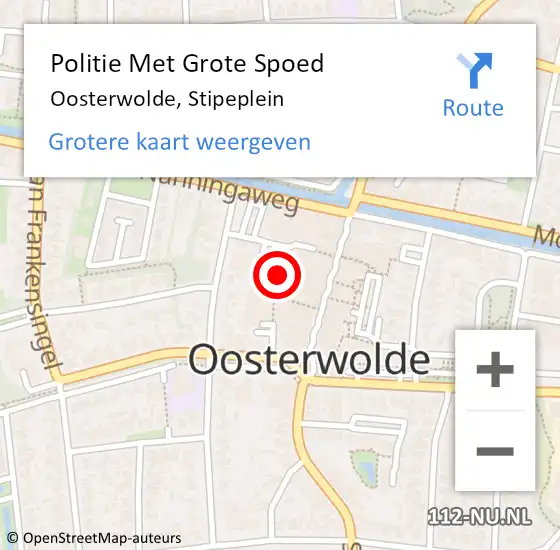 Locatie op kaart van de 112 melding: Politie Met Grote Spoed Naar Oosterwolde, Stipeplein op 2 september 2021 08:40