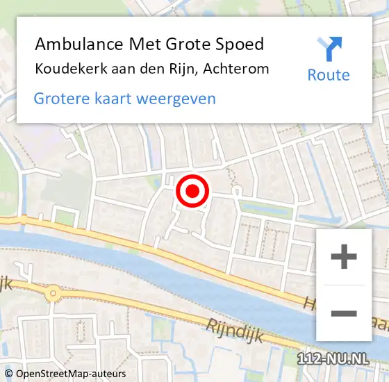 Locatie op kaart van de 112 melding: Ambulance Met Grote Spoed Naar Koudekerk aan den Rijn, Achterom op 2 september 2021 09:13