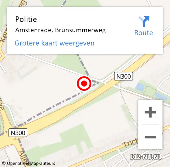 Locatie op kaart van de 112 melding: Politie Amstenrade, Brunsummerweg op 2 september 2021 09:15