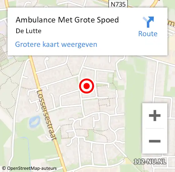Locatie op kaart van de 112 melding: Ambulance Met Grote Spoed Naar De Lutte op 2 september 2021 09:22