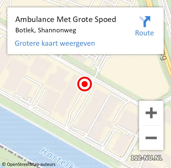 Locatie op kaart van de 112 melding: Ambulance Met Grote Spoed Naar Botlek, Shannonweg op 2 september 2021 09:27