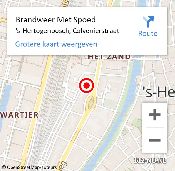 Locatie op kaart van de 112 melding: Brandweer Met Spoed Naar 's-Hertogenbosch, Colvenierstraat op 2 september 2021 09:33