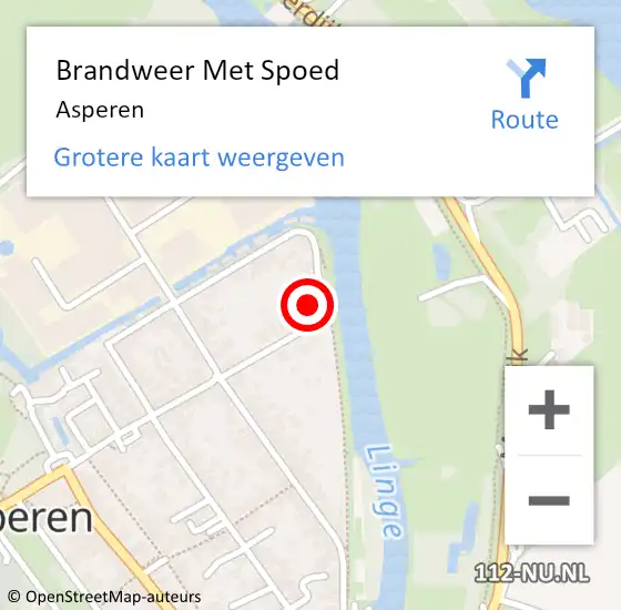 Locatie op kaart van de 112 melding: Brandweer Met Spoed Naar Asperen op 2 september 2021 09:37