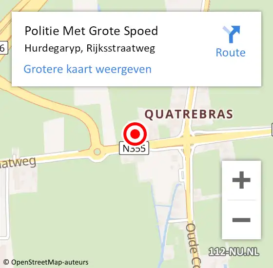 Locatie op kaart van de 112 melding: Politie Met Grote Spoed Naar Hurdegaryp, Rijksstraatweg op 2 september 2021 09:40