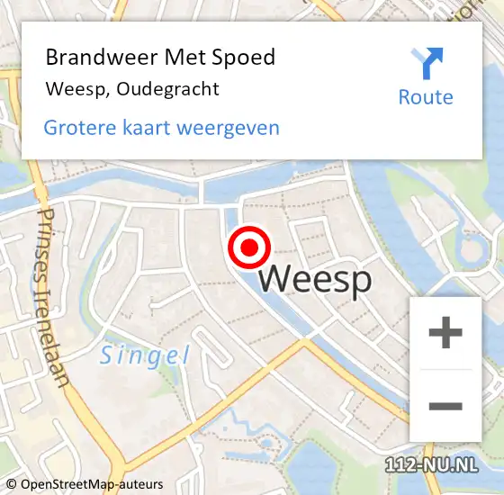 Locatie op kaart van de 112 melding: Brandweer Met Spoed Naar Weesp, Oudegracht op 2 september 2021 09:47