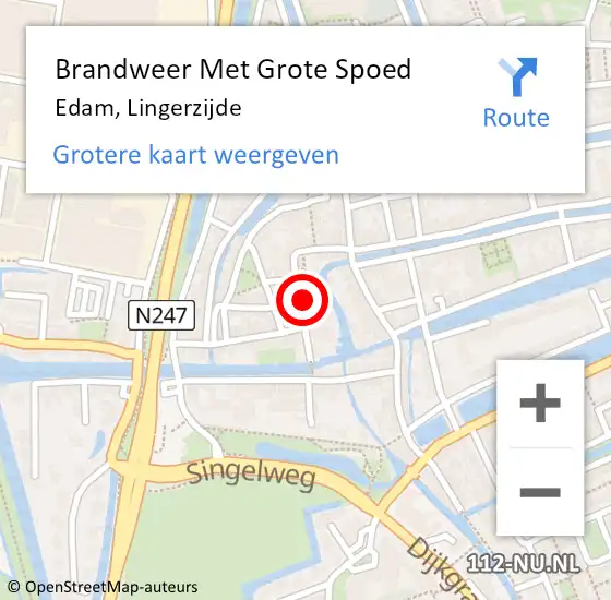 Locatie op kaart van de 112 melding: Brandweer Met Grote Spoed Naar Edam, Lingerzijde op 2 september 2021 10:27