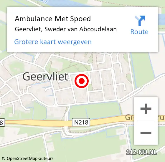 Locatie op kaart van de 112 melding: Ambulance Met Spoed Naar Geervliet, Sweder van Abcoudelaan op 2 september 2021 10:32