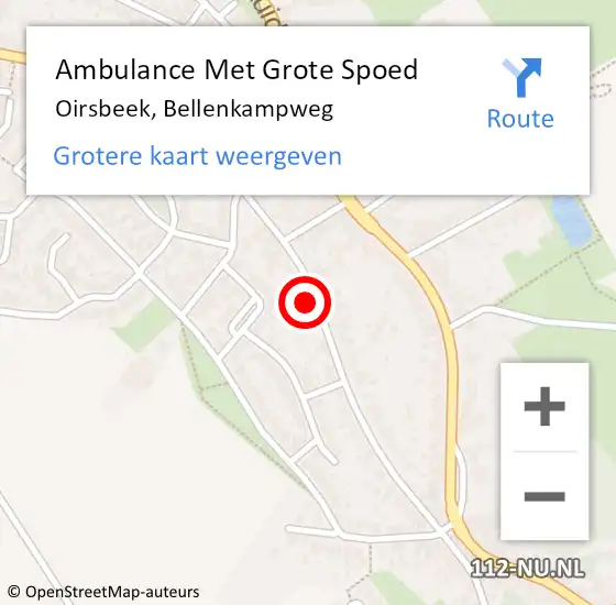 Locatie op kaart van de 112 melding: Ambulance Met Grote Spoed Naar Oirsbeek, Bellenkampweg op 21 juni 2014 15:17