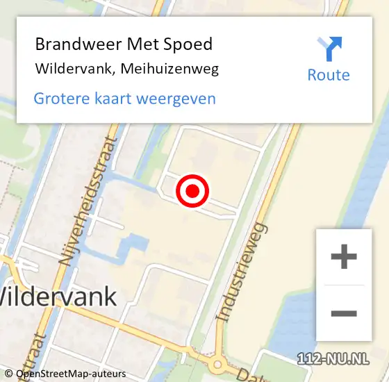 Locatie op kaart van de 112 melding: Brandweer Met Spoed Naar Wildervank, Meihuizenweg op 2 september 2021 11:05