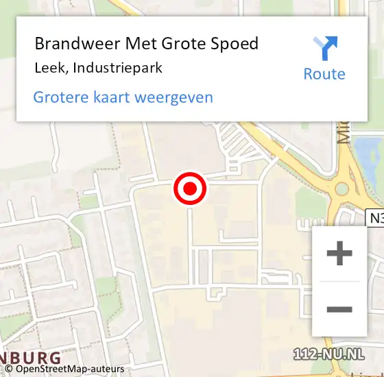 Locatie op kaart van de 112 melding: Brandweer Met Grote Spoed Naar Leek, Industriepark op 2 september 2021 11:12