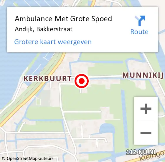 Locatie op kaart van de 112 melding: Ambulance Met Grote Spoed Naar Andijk, Bakkerstraat op 21 juni 2014 15:30