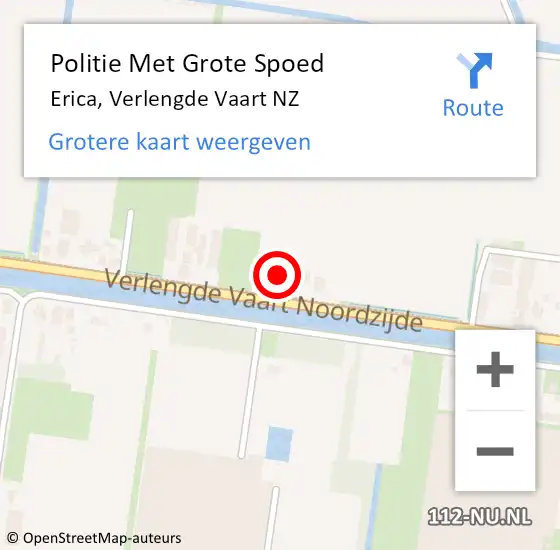 Locatie op kaart van de 112 melding: Politie Met Grote Spoed Naar Erica, Verlengde Vaart NZ op 2 september 2021 12:17