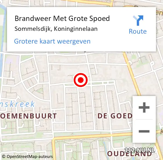 Locatie op kaart van de 112 melding: Brandweer Met Grote Spoed Naar Sommelsdijk, Koninginnelaan op 2 september 2021 12:38