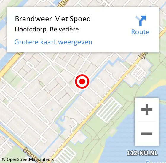 Locatie op kaart van de 112 melding: Brandweer Met Spoed Naar Hoofddorp, Belvedère op 2 september 2021 12:39