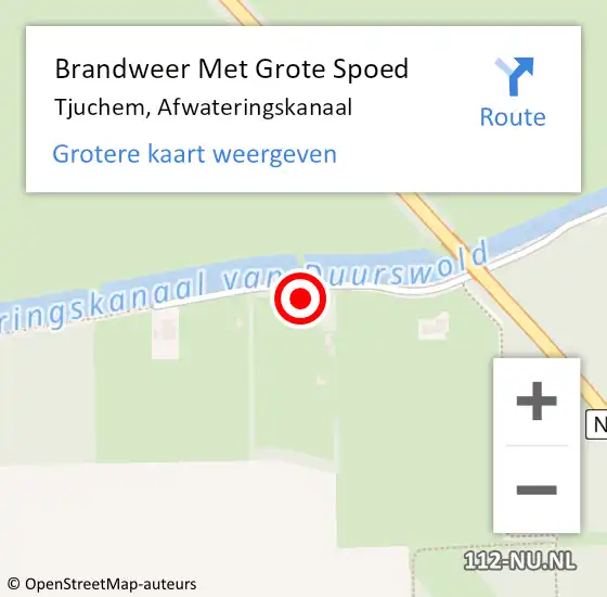 Locatie op kaart van de 112 melding: Brandweer Met Grote Spoed Naar Tjuchem, Afwateringskanaal op 2 september 2021 12:50