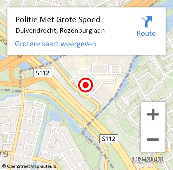 Locatie op kaart van de 112 melding: Politie Met Grote Spoed Naar Duivendrecht, Rozenburglaan op 2 september 2021 12:50
