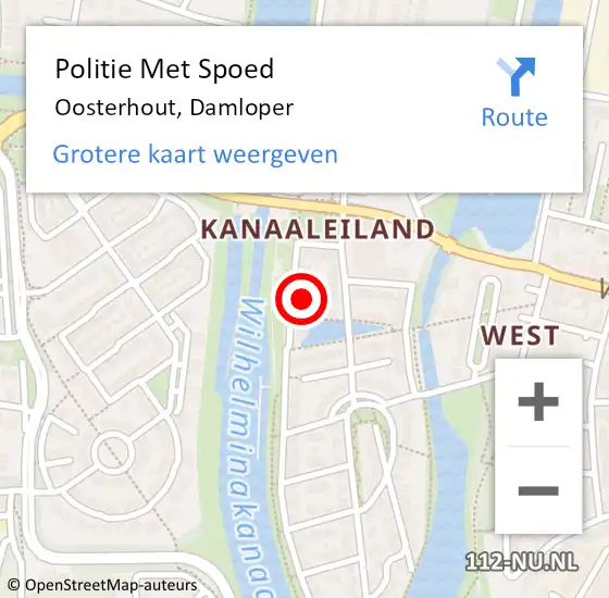 Locatie op kaart van de 112 melding: Politie Met Spoed Naar Oosterhout, Damloper op 2 september 2021 12:56