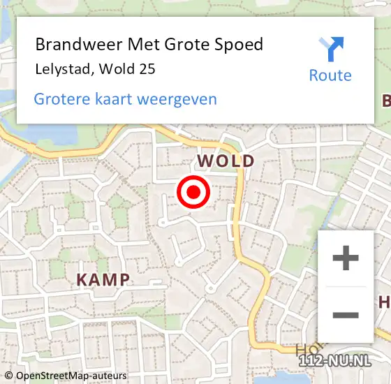 Locatie op kaart van de 112 melding: Brandweer Met Grote Spoed Naar Lelystad, Wold 25 op 2 september 2021 13:00