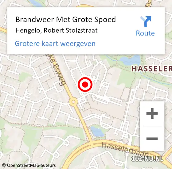 Locatie op kaart van de 112 melding: Brandweer Met Grote Spoed Naar Hengelo, Robert Stolzstraat op 2 september 2021 13:17