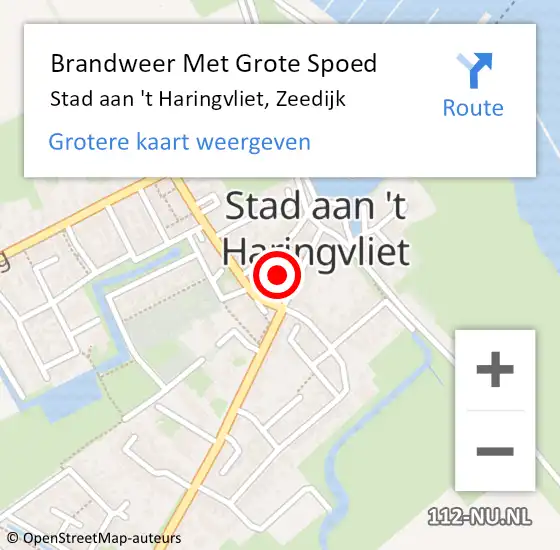 Locatie op kaart van de 112 melding: Brandweer Met Grote Spoed Naar Stad aan 't Haringvliet, Zeedijk op 2 september 2021 13:27