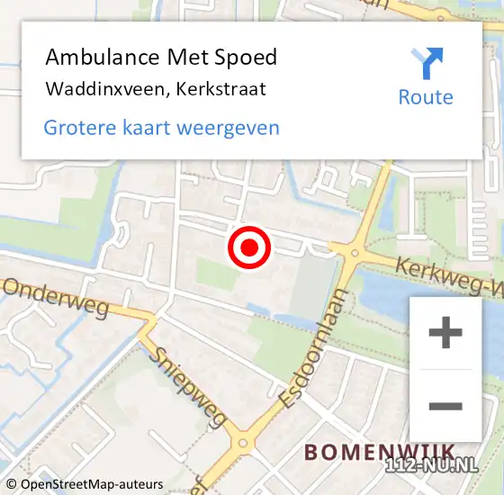 Locatie op kaart van de 112 melding: Ambulance Met Spoed Naar Waddinxveen, Kerkstraat op 2 september 2021 13:46