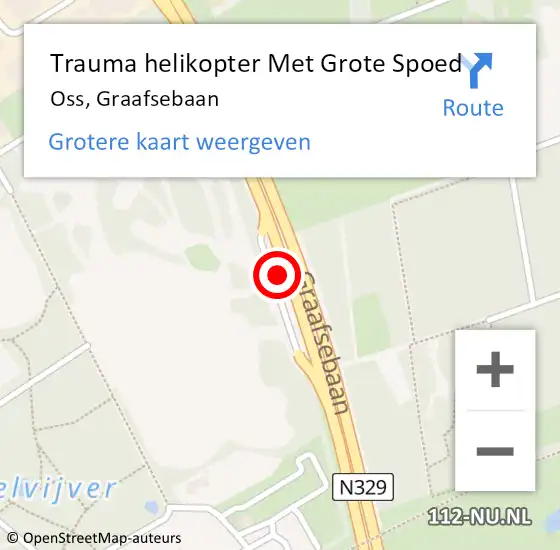 Locatie op kaart van de 112 melding: Trauma helikopter Met Grote Spoed Naar Oss, Graafsebaan op 2 september 2021 13:53