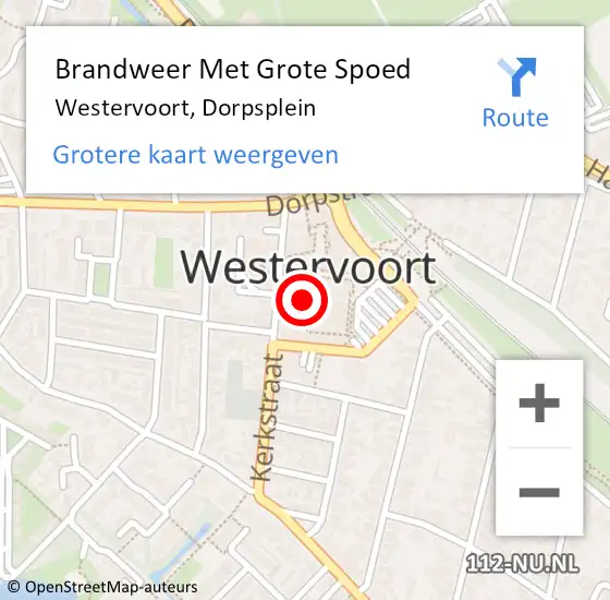 Locatie op kaart van de 112 melding: Brandweer Met Grote Spoed Naar Westervoort, Dorpsplein op 2 september 2021 14:04